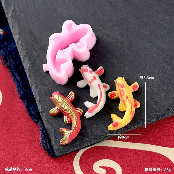Khuôn Silicon - Biển - Cá Koi Cá Chép Vượt Vũ Môn 9cm 2 Mảnh