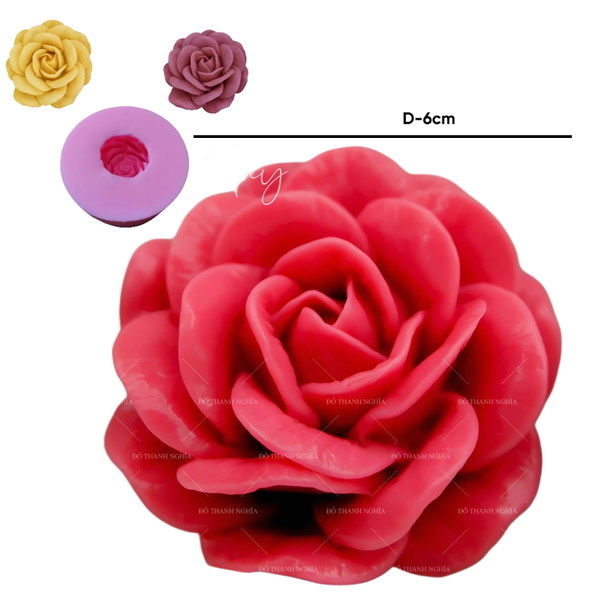 Khuôn Silicon - Hoa Hồng Nở - 6cm - Thái Nở D5