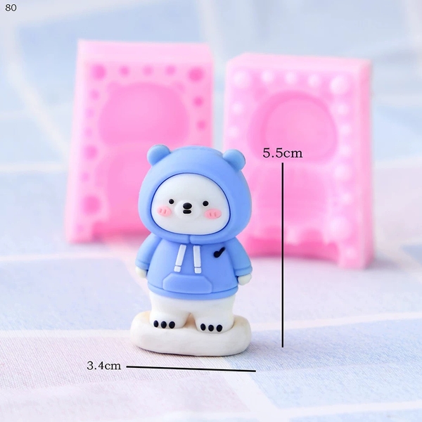 Khuôn Silicon - Động Vật - Gấu Đứng 2 Mảnh 5.5cm