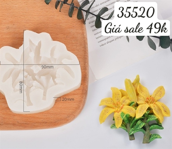 Khuôn Silicon - Chùm Hoa Cúc - Kèm Lá 2c 7.7cm