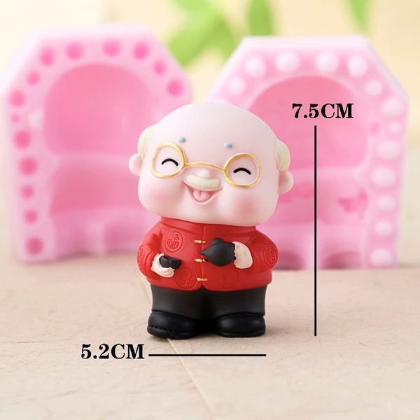 Khuôn Silicon - Ông Thọ Ông Già 2 Mảnh 7.5cm