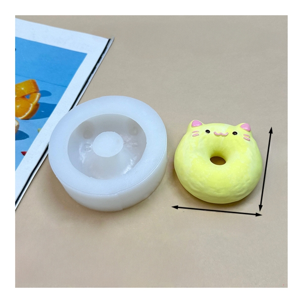 Khuôn Silicon - Mèo Kitty - Khúc Bạch Donut Mèo 7.5cm
