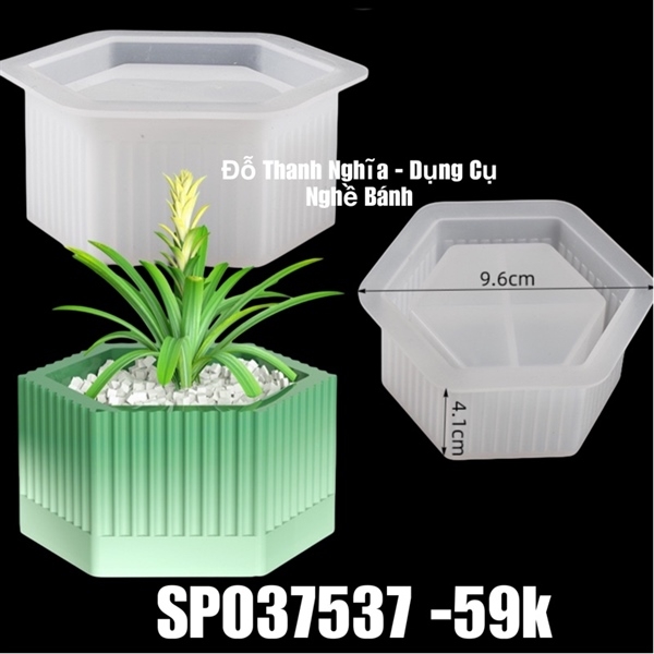 Khuôn Silicon - Chậu Cây - Lục Giác Viền Dọc 9.6cm