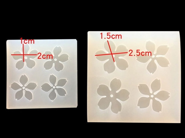 Khuôn Silicon - Hoa Mai Đào Nằm - 1.5cm -2.5cm Set 2 Vĩ