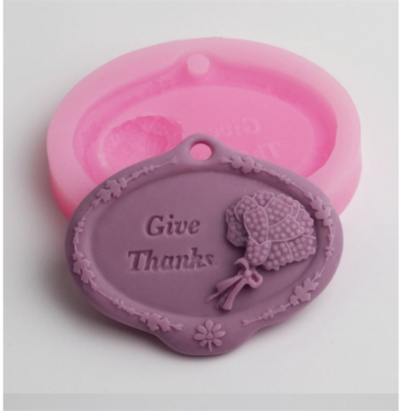Khuôn Silicon - Chữ Give Thanks - Kèm Hoa