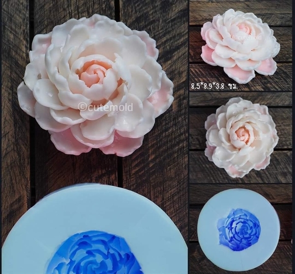 Khuôn Silicon - Hoa Hồng Nở - Hồng C1 9cm