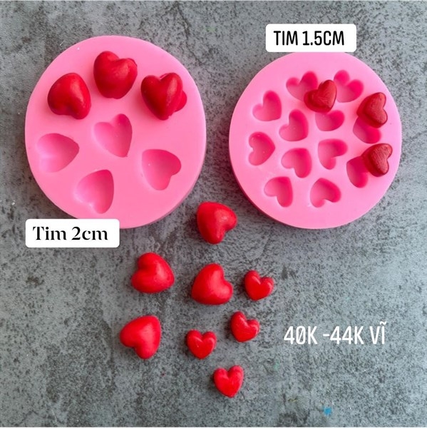 Khuôn Silicon - Trái Tim Trơn - 7c Tim 2cm
