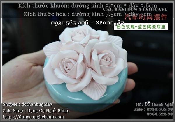 Khuôn Silicon - Hoa Hồng Nở - 7.5cm - Chùm 3 Kèm Lá