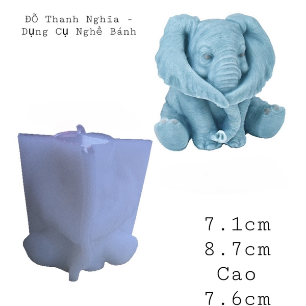 Khuôn Silicon - Động Vật - Con Voi 7.1cm Tai Dài