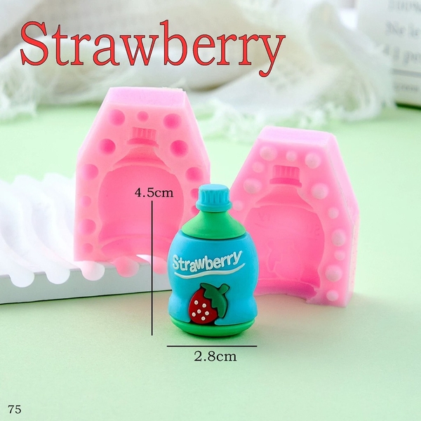 Khuôn Silicon Nước Uống Chai Strawberry 2 Mảnh 4.5cm