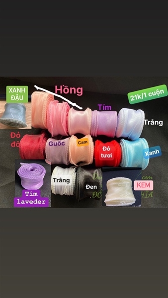 RUY BĂNG - VOAN - 9MX3CM - MÀU XANH ĐẬU