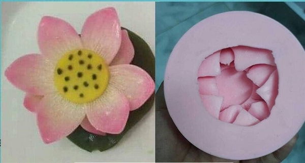 Khuôn Silicon - Hoa Sen Thái Nở - 8cm - Kèm Lá Cao 4cm