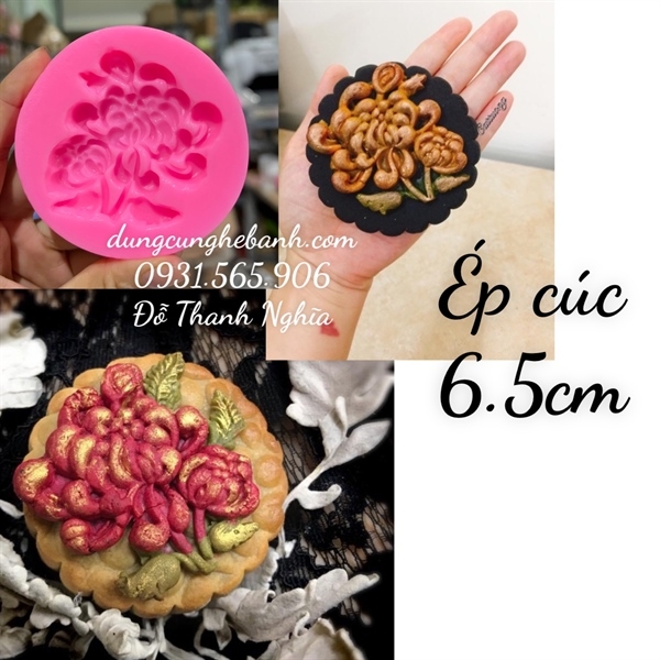 Khuôn Silicon - Hoa Cúc Dẹp Mặt Ép - 6.5cm SL55K