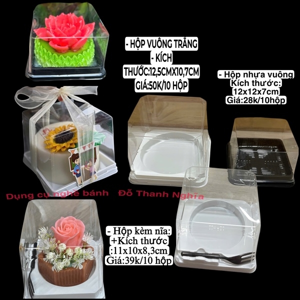Hộp Nhựa - Vuông TN12 - 12x12cm Cao 7.2cm Đế Đen