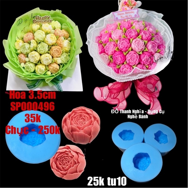 Khuôn Silicon - Hoa Mẫu Đơn POMSON - Hàn Quốc - SMD - 3.5cm - Búp