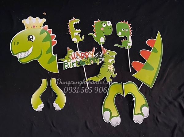 SET CẮM GIẤY KHỦNG LONG - PHỤ KIỆN TRANG TRÍ BÁNH - khủng long to ghép đầu