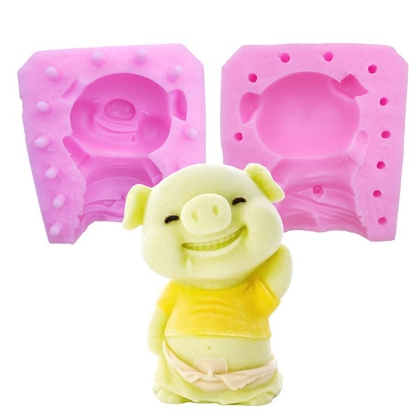 Khuôn Silicon - Động Vật - Heo Cười Nước Bọt 2 Mảnh 5.5x4.4cm