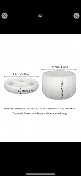 Khuôn Silicon - Chậu Cây - Đa Giác 9.7cm Kèm Đế