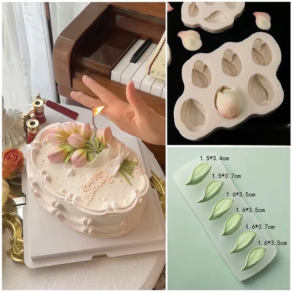 Khuôn Silicon - Lá Lá Tulip Hoa Bay 6c 3.3cm