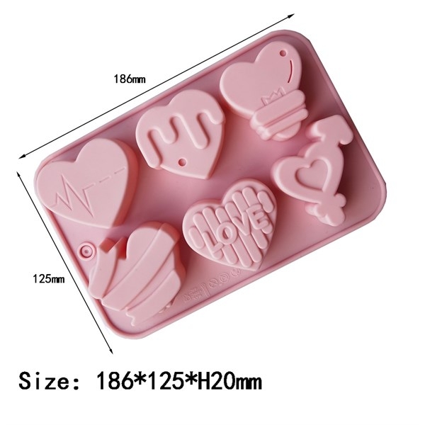 Khuôn Silicon - Trái Tim Kiểu - Vĩ 6c TH Love Nhịp