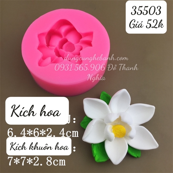 Khuôn Silicon - Hoa Sen Thái Nở - Sen 6.4cm Kèm Lá