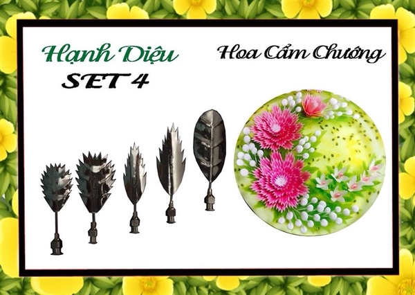 Kim 3D Inox - Bộ 5 - Mẫu 04 Hoa Cẩm Chướng