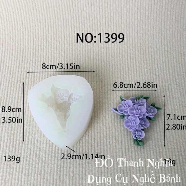 Khuôn Silicon - Hoa Lan Chùm Kèm Lá W2