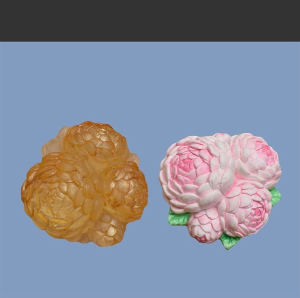 Khuôn Silicon - Hoa Mẫu Đơn - 6cm - Chùm Kèm Lá