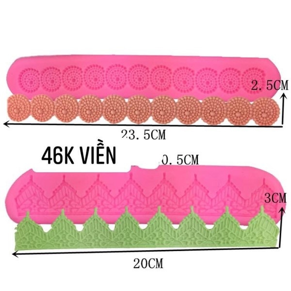 Khuôn Silicon - Viền Chuỗi Dây - Nhọn Vương Miệng 20x3cm