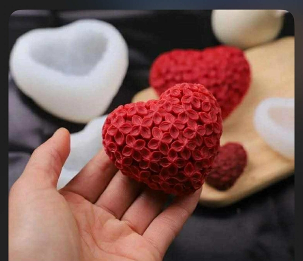 Khuôn Silicon - Trái Tim Kiểu - Trái Tim Hoa 4.7cm