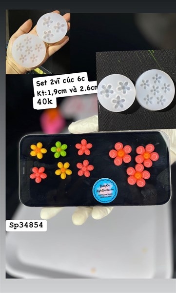 Khuôn Silicon - Hoa Cúc Dẹp 3c 6c Set 2 - 1.9-2.6cm