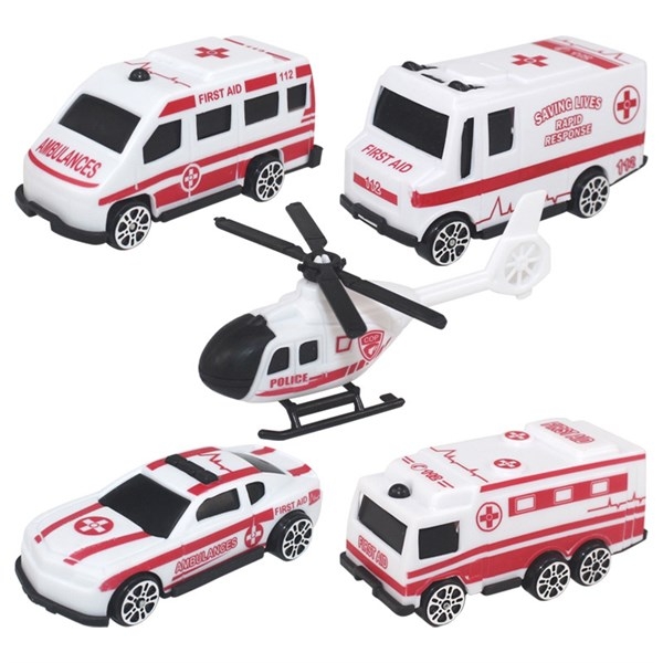 Set Xe Cộ Nhựa - PKD - Set 5 - Trực Thăng Xe Cứu Thương
