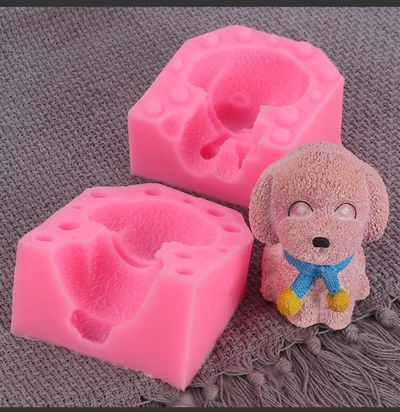 Khuôn Silicon - Động Vật - Chó Ngồi Khăn 2 Mảnh