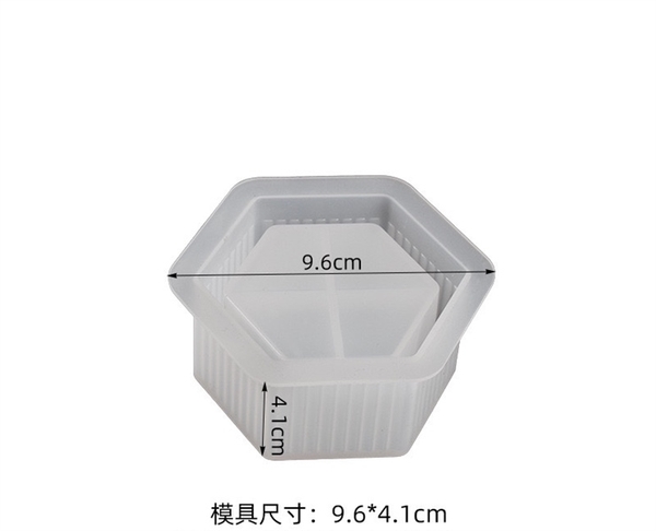 Khuôn Silicon - Chậu Cây - Lục Giác Viền Dọc 9.6cm