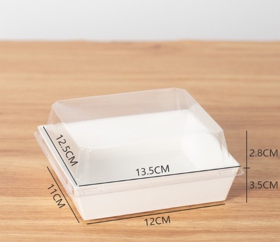 Hộp Giấy Kraft - Nắp Nhựa - Vuông Trắng