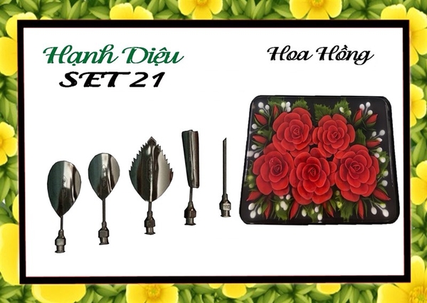 Kim 3D Inox - Bộ 5 - Mẫu 21 Hoa Hồng