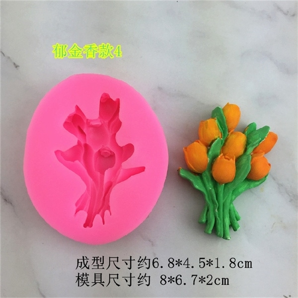 Khuôn Silicon - Hoa Tulip - SL95 - Chùm Hoa Tulip 6.8cm