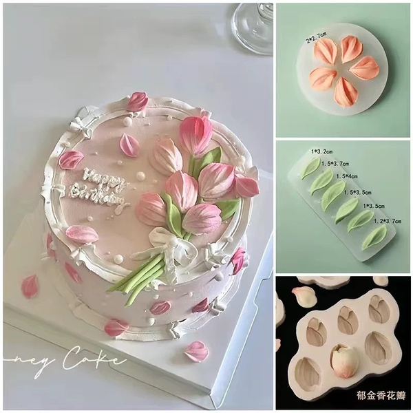 Khuôn Silicon - Lá Lá Tulip Hoa Bay 6c 3.3cm