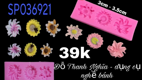 Khuôn Silicon - Hoa Cúc Dẹp Bay TH 3c - 3 > 3.5cm