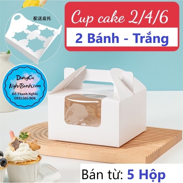 Hộp Giấy - Cup Cake - Quai Xách - 2 Bánh