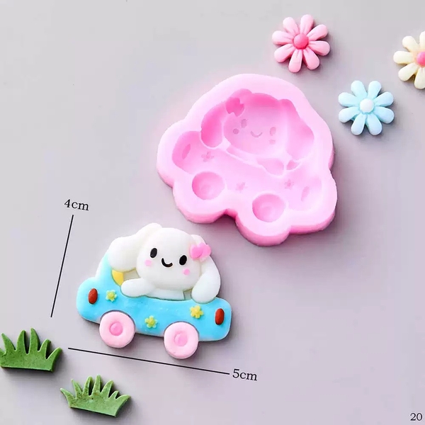 Khuôn Silicon - Thỏ -Xe Thỏ 5cm