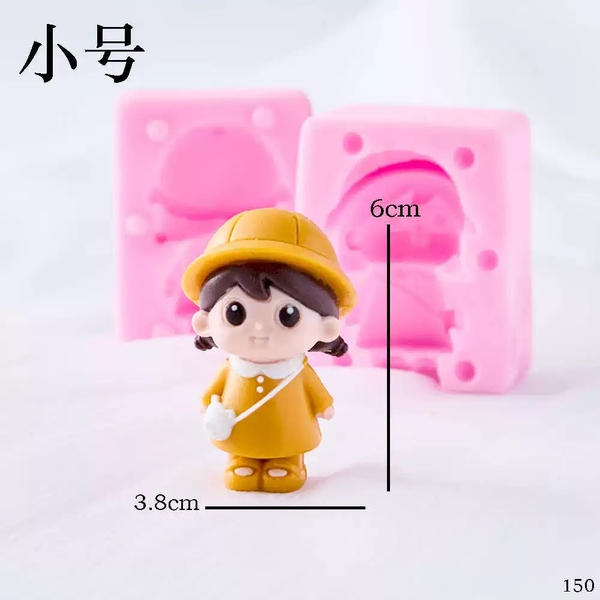 Khuôn Silicon - Em Bé - Bé Gái #32 2 Mảnh 6cm Đeo Giỏ