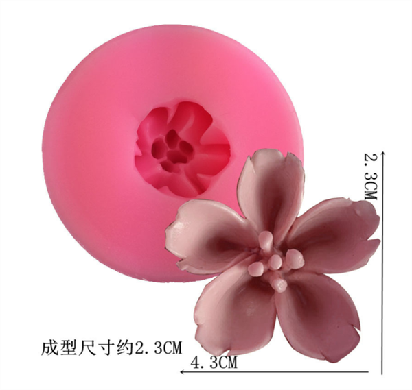 Khuôn Silicon - Hoa Mai Đào - 4.3cm - Nhụy