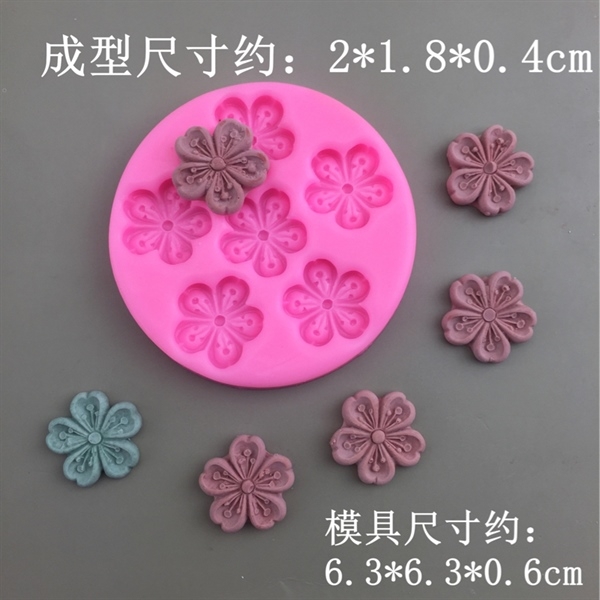 Khuôn Silicon - Hoa Mai Đào 5 Cánh Vĩ 6c 2cm