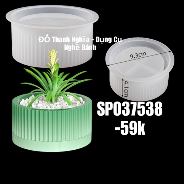 Khuôn Silicon - Chậu Cây - Viền Dọc 9.3cm