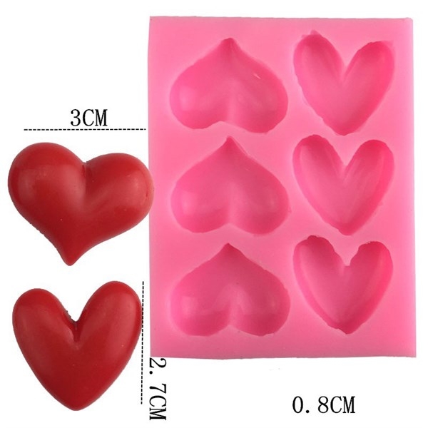 Khuôn Silicon - Trái Tim Trơn - 4c Tim Nhọn 3cm TH2