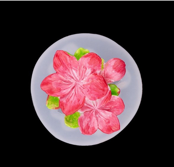 Khuôn Silicon - Hoa Mai Đào - 5.8cm - Chùm Kèm Lá