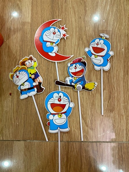 Set Cắm Doremon Nobita Set 5 Phụ Kiện Trang Trí Bánh
