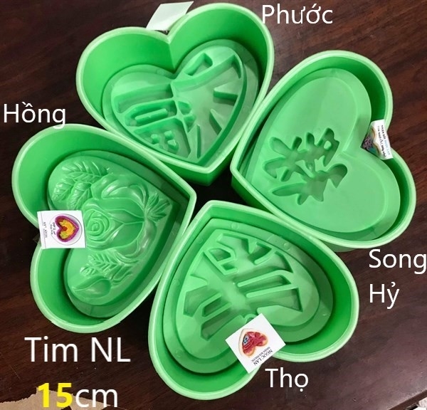 Khuôn Ấn Xôi - Tim NL - 15cm - Hoa Hồng