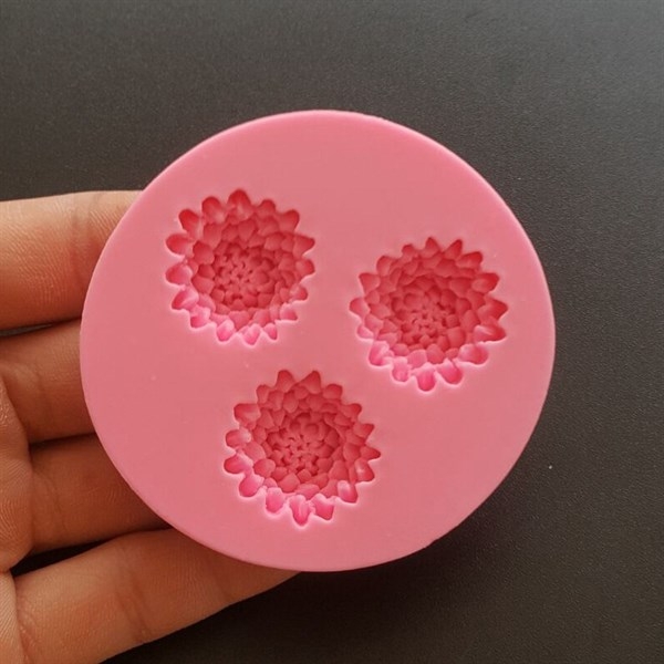 Khuôn Silicon - Hoa Cúc Dẹp Thược Dược 3c - 2.4cm